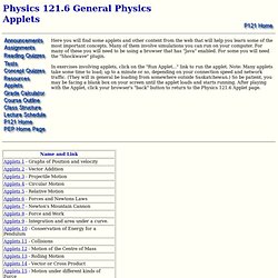 Physics 121.6 Applets