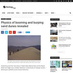 Physics of booming and burping sand dunes revealed