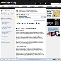 The 2007 Nobel Prize in Physiology or Medicine - Advanced Information