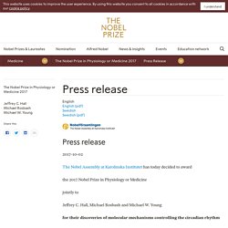 The 2017 Nobel Prize in Physiology or Medicine - Press release