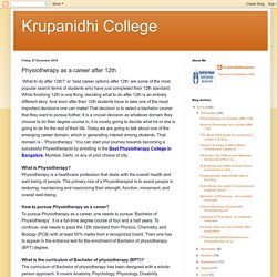 Krupanidhi College: Physiotherapy as a career after 12th