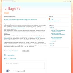 village77: Know Physiotherapy and Chiropodist Services.