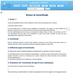 Physique à l'ENSCR : erreur et incertitude