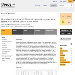 PLOS 12/10/17 Phytochemical residue profiles in rice grains fumigated with essential oils for the control of rice weevil