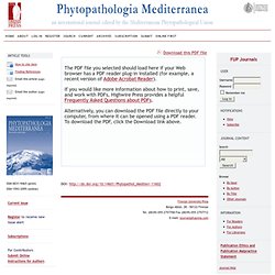 PHYTOPATHOLOGIA MEDITERRANEA - 2013 - Statistical analysis of grapevine mortality associated with esca or Eutypa dieback foliar