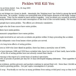 Pickles can kill