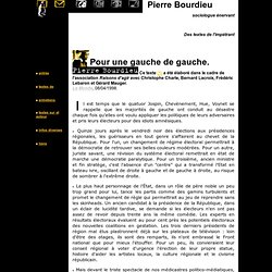 Pierre Bourdieu et alii :  Pour une gauche de gauche. - 08/04/1998