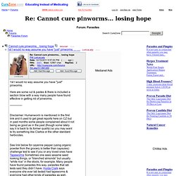 Cannot cure pinworms... losing hope at Parasites Support Forum (MessageID: 1891300)