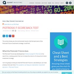 Piotroski F-Score back test