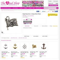 Pirate Flag Charm - Antique Silver Plated - Pirate Charms from The Bead Shop UK
