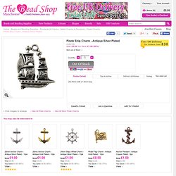 Pirate Ship Charm - Antique Silver Plated - Pirate Charms from The Bead Shop UK