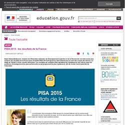 PISA 2015 : les résultats de la France