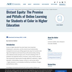 Distant Equity: The Promise and Pitfalls of Online Learning for Students of Color in Higher Education - Race and Ethnicity in Higher Education