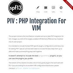 PIV : PHP Integration for VIM