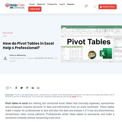 How do Pivot Tables in Excel Help s Professional?