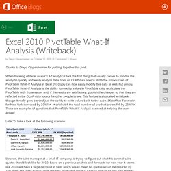 Excel 2010 PivotTable What-If Analysis (Writeback)