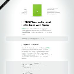 HTML5 Placeholder Input Fields Fixed with jQuery