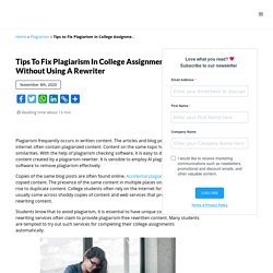 Plagiarism Rewriter: Avoid Rewriting Your College Assignments