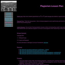 Plagiarism Lesson Plan