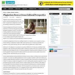 Plagiarism from a Cross-Cultural Perspective