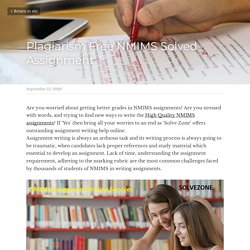 Plagiarism Free NMIMS Solved Assignment