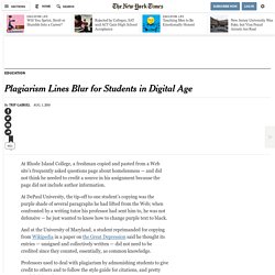 Lines on Plagiarism Blur for Students in the Digital Age