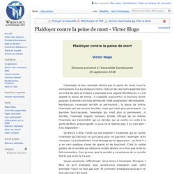 Plaidoyer contre la peine de mort - Victor Hugo