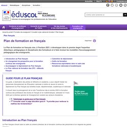 Plan français - Plan de formation en français