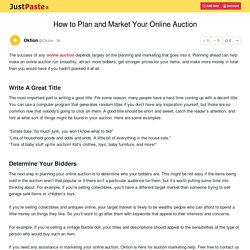 How to Plan and Market Your Online Auction