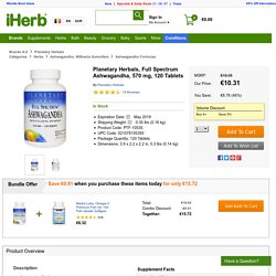 Planetary Herbals, Full Spectrum Ashwagandha, 570 mg, 120 Tablets - iHerb.com
