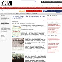 Habitat au Maroc: crise de la planification ou de la spéculation? / Habitants des Afriques / Nouvelles / Home - International Alliance of Inhabitants