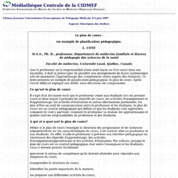 Le plan de cours : un exemple de planification pédagogique.