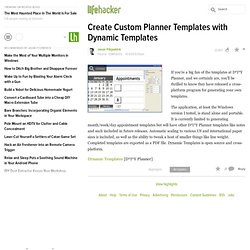 Templates: Create Custom Planner Templates with Dynamic Template