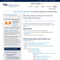 Planning Your Academic Career for Upcoming Professors