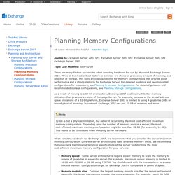 Planning Memory Configurations: Exchange 2007 Help