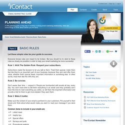 Planning Ahead - iContact Email Marketing Guide