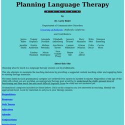 Planning Language Therapy