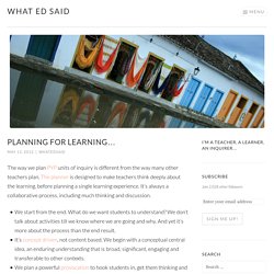 Planning for learning…