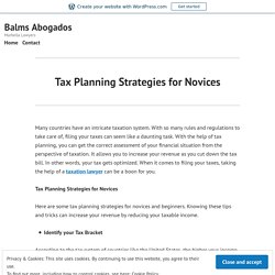 Tax Planning Strategies for Novices