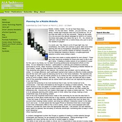 Planning for a Mobile Website