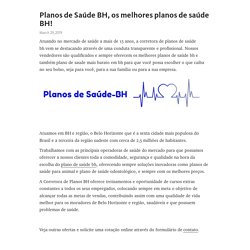 Planos de Saúde BH, os melhores planos de saúde BH!