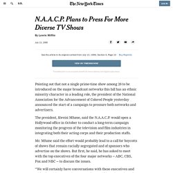 N.A.A.C.P. Plans to Press For More Diverse TV Shows