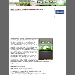 Planted Aquarium Tank Articles - How To Build an ADA Style Aquarium Stand - Project Aquarium