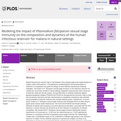 PLOS 09/05/18 Modeling the impact of Plasmodium falciparum sexual stage immunity on the composition and dynamics of the human infectious reservoir for malaria in natural settings