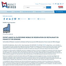 POYNT LANCE SA PLATEFORME MOBILE DE RESERVATION DE RESTAURANT EN FRANCE ET EN ESPAGNE