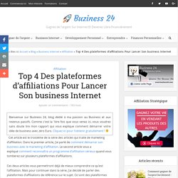 Top 4 Des plateformes d’affiliations Pour Lancer Son business Internet