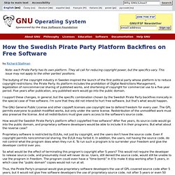How the Swedish Pirate Party Platform Backfires on Free Software