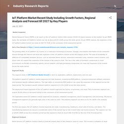 IoT Platform Market Recent Study Including Growth Factors, Regional Analysis and Forecast till 2027 by Key Players