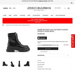 Black UDANI Buckled Lace Up Patent Leather Platform Ankle Boots