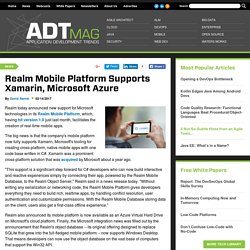 Realm Mobile Platform Supports Xamarin, Microsoft Azure